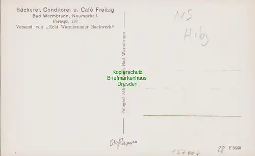 157007 AK Bad Warmbrunn Bäckerei Conditorei Cafe Freitag Neumarkt Echt Backwerk