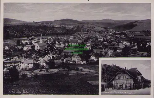 157009 AK Lähn am Bober Panorama Bahnhof Lehmhausburg um 1935