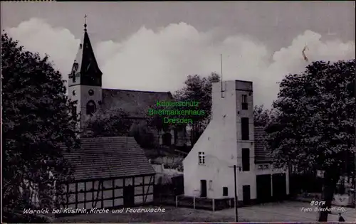 156794 AK Warnick bei Küstrin 1939 Kirche Feuerwache