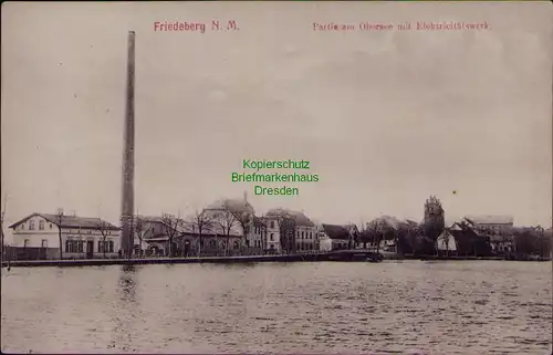 156845 AK Friedeberg Neumark Partie am Obersee mit Elektrizitötswerk 1915