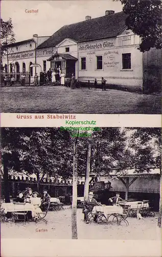 156527 AK Stabelwitz bei Breslau 1915 Gasthof Garten Deutsch Lissa