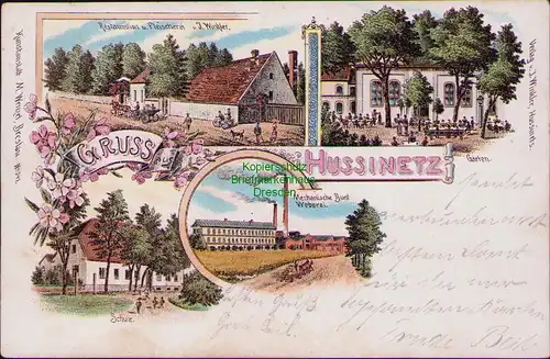 156494 AK Hussinetz Gesiniecbei Strzelin Strehlen Litho 1903 Schule Weberei Rest