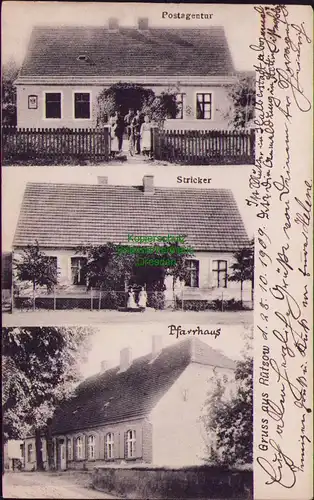 156537 AK Rützow Kreis Dramburg Rydzewo 1909 Postagentur Stricker Pfarrhaus