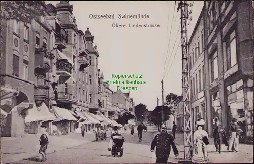 156621 AK Ostseebad Swinemünde um 1910 Obere Lindenstraße Swinoujscie