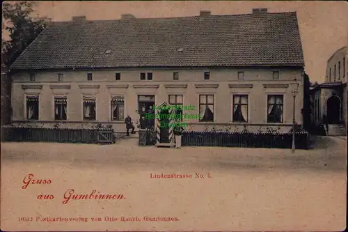 156751 AK Gussew Gumbinnen Ostpreußen um 1900 Haus Lindenstrasse No. 5