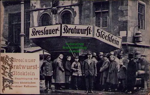 156708 AK Breslau um 1920 Breslauer Bratwurst Glöcklein Breslauer Rathaus