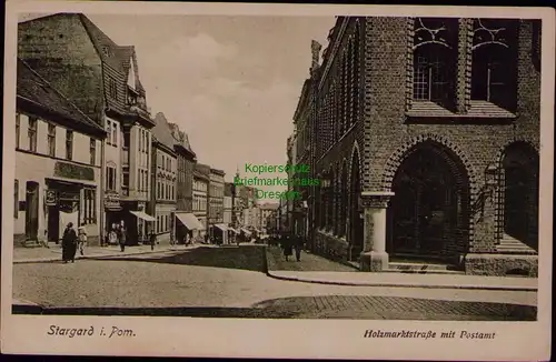 156712 AK Stargard in Pommern um 1925 Holzmarktstraße mit Postamt Szczecinski