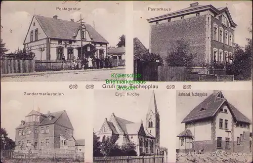 156521 AK Tschepplau Krzepielow Slawa Glogau 1924 Bahnhof Postagentur Pastorhaus