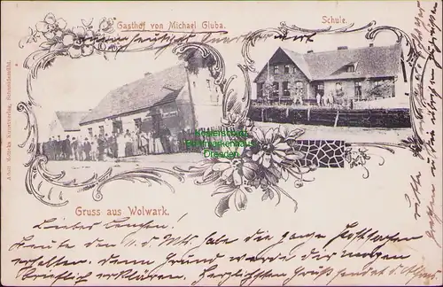 156515 AK Wolwark 1905 Gasthof Gluba Schule Cigarren Handlung