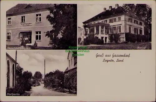 156728 AK Gassendorf Goslinow Liegnitz Land um 1935 Gerichtskretscham Schloß