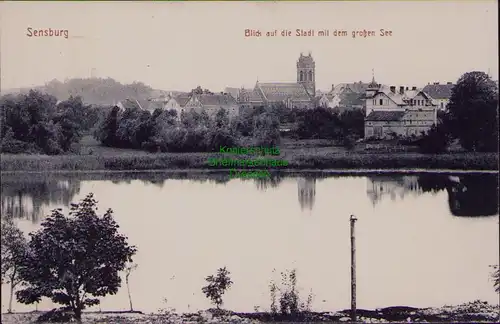 156608 AK Mragowo Sensburg Opr. Panorama mit großem See Kirche 1914