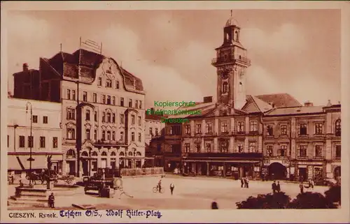 156655 AK Cieszyn Teschen Rynek Adolf Hitler Platz um 1940