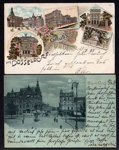 62991 2 AK Düsseldorf Kunst Halle Malkasten Elberfelder Straße 1897 1898