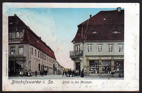 60231 AK Bischofswerda Blick Kirchstraße Buchhandlung 1908