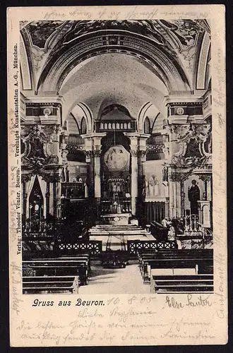 50442 AK Beuron 1905 Kirche Innenansicht Altar