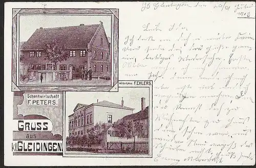 23056 AK Kl. Gleidingen Gasthaus Schenkwirtschaft LITHO 1903 Laatzen, gelaufen