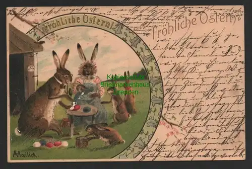 140682 AK Künstlerkarte Mailick Fröhliche Ostern 1900