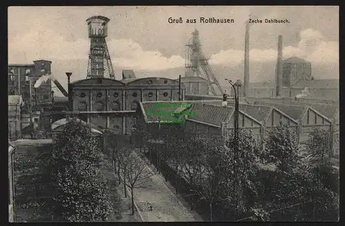 148334 AK Rotthausen 1910 GelsenkirchenZeche Dahlbusch Bergbau Förderturm