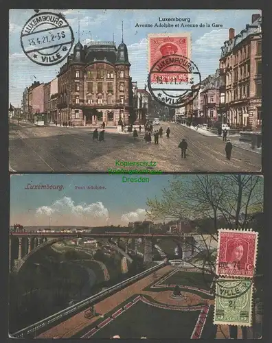 145831 2 AK Luxemburg Luxemburg Avenne Adolphe etde la Gare Brücke Pont Adolphe
