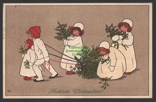 144875 AK Künstlerkarte M. Munk Vienne 1910 Kinder Fröhliche Weihnachten