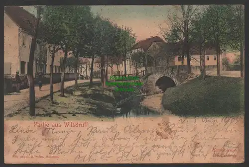144842 AK Wilsdruff Straße am Bach Wilde Sau mit Brücke 1905 996 Brück & Sohn