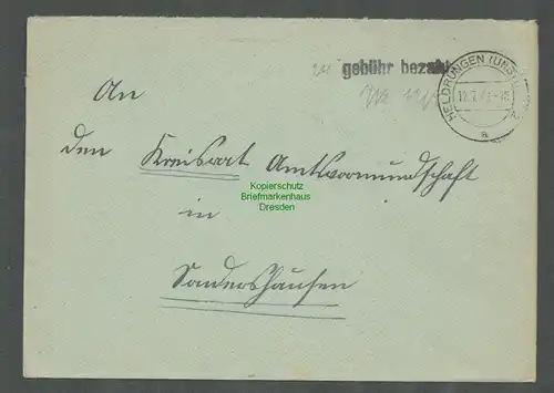 B-5674 SBZ Gebühr Bezahlt Brief Heldrungen Währungsreform 1948 n. Sondershausen