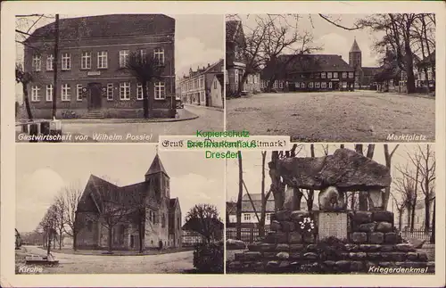 157619 AK Diesdorf Altmark 1940 Gastwirtschaft Possiel Kirche Marktplatz Krieger