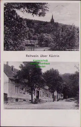 157327 AK Reitwein über Küstrin 1940 Gaststätte Waldterassen Dorfpartie