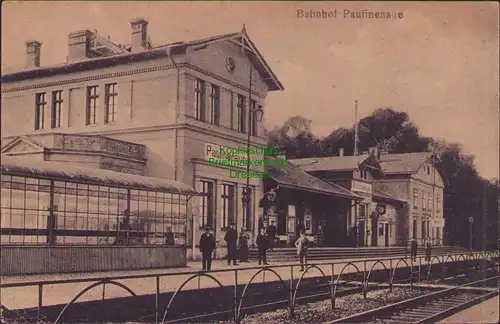 157428 AK Paulinenaue 1918 Bahnhof Gleisseite Feldpost Bahnpost