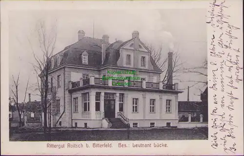 157536 AK Roitsch bei Bitterfeld Rittergut Bes. Leutnant Lücke 1919