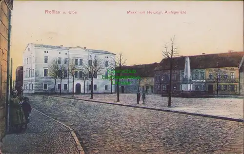 157555 AK Roßlau Elbe 1917 Feldpost Markt mit Herzogl. Amtsgericht