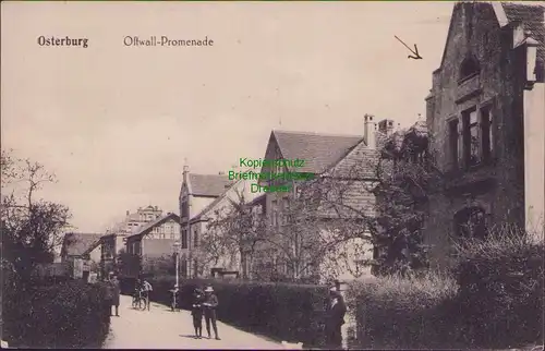 157594 AK Osterburg Ostwall Promenade 1916