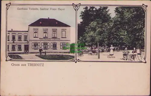 157326 AK Trebnitz um 1910 Gasthaus Franz Heyer Biergarten