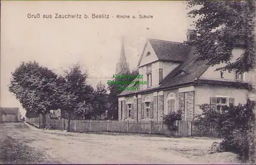 157442 AK Zauchwitz bei Beelitz 1919 Kirche und Schule
