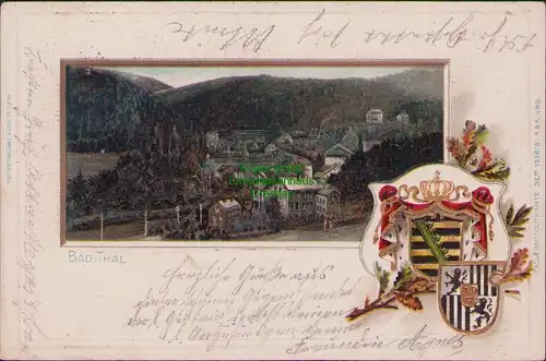 157373 AK Bad Thal Herzogtum Gotha 1906 Passepartout Wappen Prägekarte