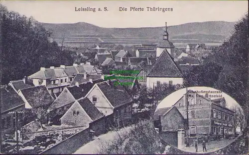 157501 AK Leißling Leissling Weißenfels 1927 Bahnhof Restaurant Grünefeld