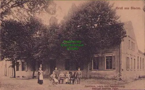 157484 AK Gladau Genthin um 1920 Gasthaus Logis und Ausspannung Andreas Meier