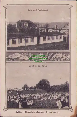 157519 AK Biederitz 1913 Alte Oberförsterei Cafe Restaurant Spiel u. Sportplatz