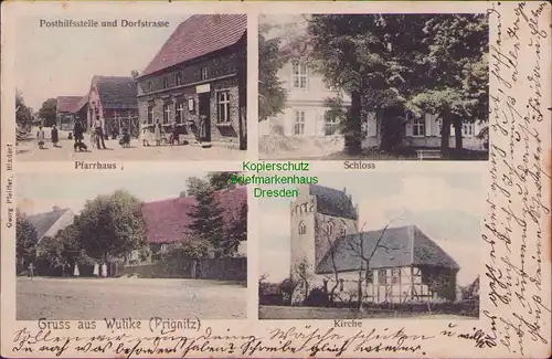 157473 AK Wutike Gumtow Prignitz 1910 Pfarrhaus Schloss Kirche Posthilfsstelle