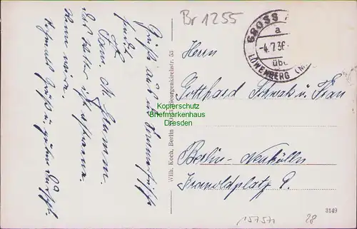 157571 AK Großmutz i. Mark Löwenberger Land 1936 Kolonialwaren G. Liese Kirche