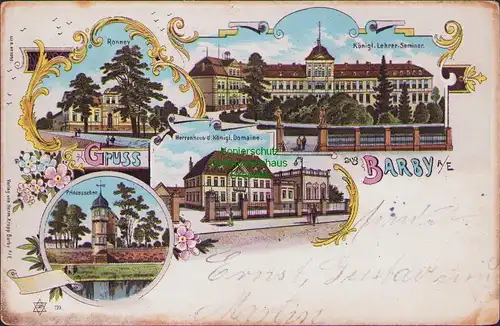 157586 AK Barby a. E. 1906 Litho Prinnzesschen Ronney Herrenhaus Königl. Domaine