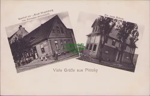 157167 AK Plötzky Schönebeck Elbe 1909 Gasthof zur Stadt Magdeburg Schuchhardt
