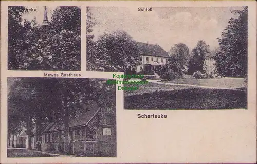 157170 AK Scharteucke Jerichow 1919 Kirche Schloss Mewes Gasthaus