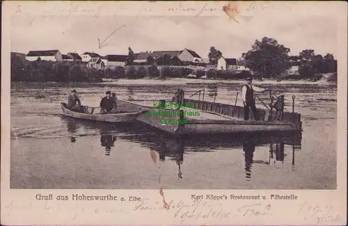 157186 AK Hohenwarthe a. Elbe 1907 Fähre Karl Köppes Restaurant und Fährstelle