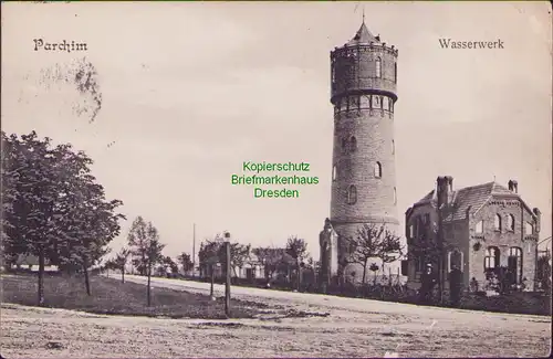 157241 AK Parchim 1913 Wasserwerk mit Wasserturm