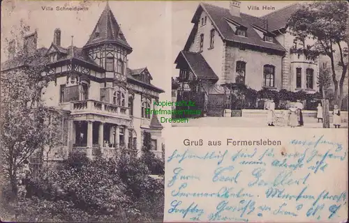 157252 AK Fermersleben Magdeburg 1909 Villa Schneidewin Villa Hein