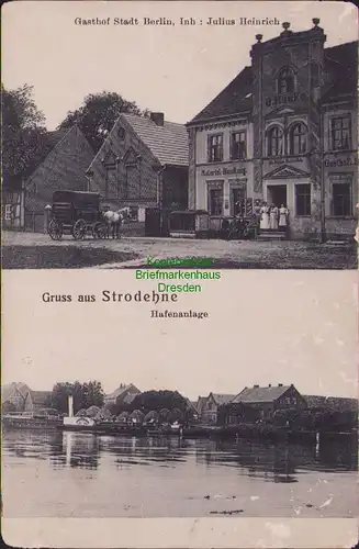 157163 AK Strodehne Havelaue 1911 Gasthof Stadt Berlin Material Handlung Hafen