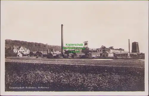 157255 AK Roßleben Gewerkschaft Fotokarte Bergbau Förderturm Industrie um 1930