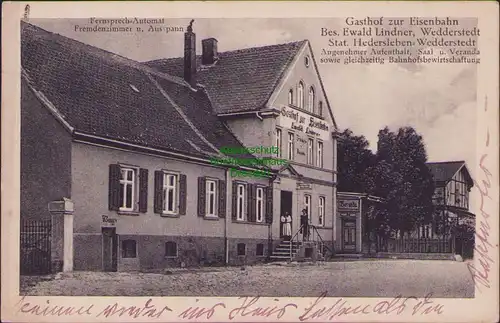 157109 AK Wedderstedt Gasthof zur Eisenbahn 1935 Fremdenzimmer Ausspann Telefon
