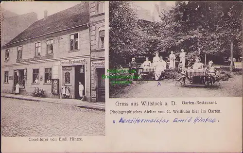 157224 AK Wittstock Dosse 1913 Conditorei Emil Hinze Garten Restaurant Fotograf